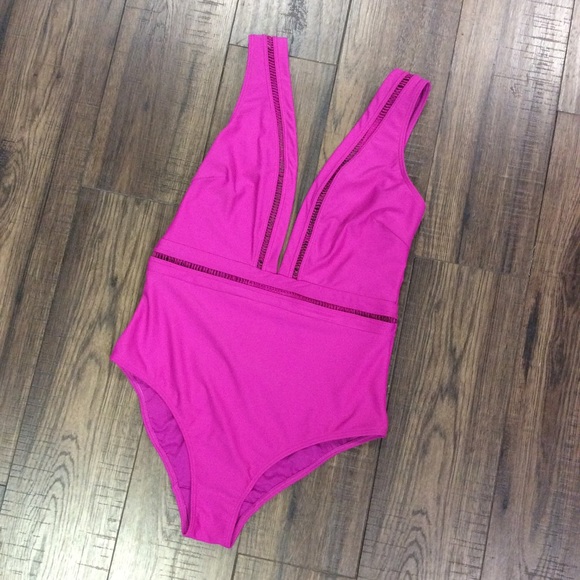 Ted Baker London Pointelle Deep V Swimsuit - Picture 3 of 6